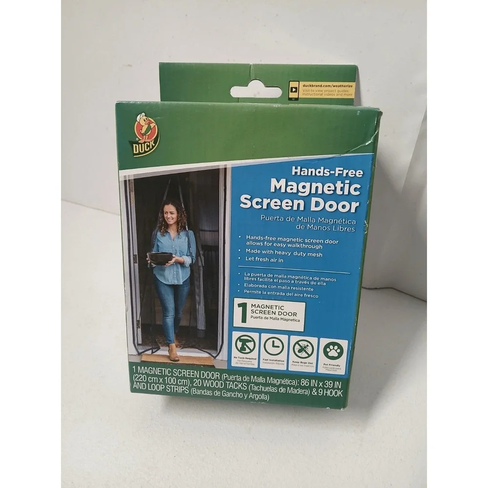 Duck Brand 86‎ in. x 39 in. Hands-Free Magnetic Mesh Screen Door